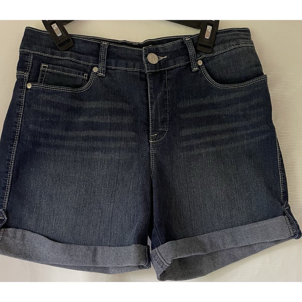Nine West Jean Shorts Denim Sz 8 29 Cuffed Medium Wash Stretch Classic Eldrac